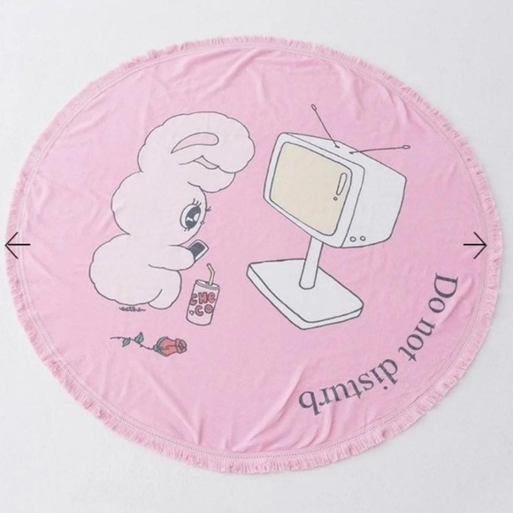 Lazy Oaf Accessories - Lazy Oaf x Esther Bunny Do Not Disturb Pink Round Beach Towel